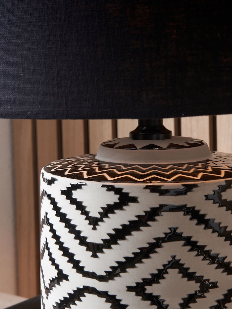 Pacific Lifestyle Black Chirala Ikat Ceramic Table Lamp - Image 2 of 5