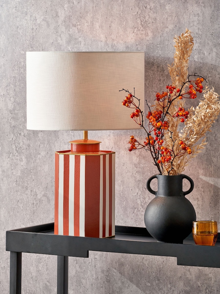 Pacific Lifestyle Cinnamon Raya Stripe Hand Painted Metal Table Lamp - Image 1 of 5