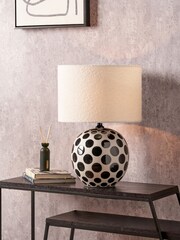 Pacific Lifestyle Black and White Larisa Polka Dot Ceramic Table Lamp - Image 1 of 5