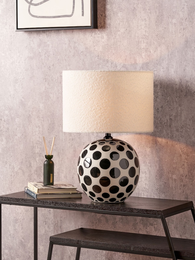 Pacific Lifestyle Black and White Larisa Polka Dot Ceramic Table Lamp - Image 1 of 5