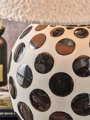 Pacific Lifestyle Black and White Larisa Polka Dot Ceramic Table Lamp - Image 4 of 5