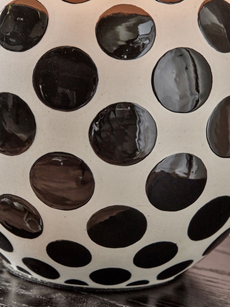 Pacific Lifestyle Black and White Larisa Polka Dot Ceramic Table Lamp - Image 5 of 5