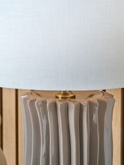 Pacific Lifestyle Taupe Devony Pleated Ceramic Table Lamp - Image 2 of 5