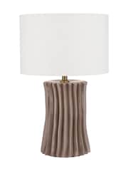 Pacific Lifestyle Taupe Devony Pleated Ceramic Table Lamp - Image 4 of 5