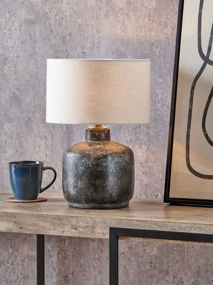 Pacific Lifestyle Grey Vulcan Textured Stoneware Table Lamp - Image 1 of 5