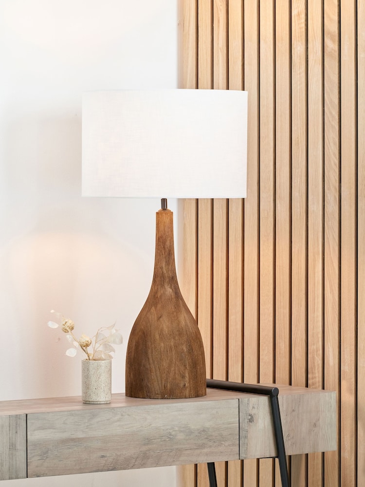 Pacific Lifestyle Brown Corella Mango Wood Curved Table Lamp - Image 1 of 5