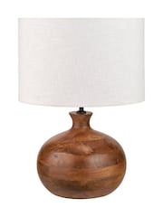 Pacific Lifestyle Brown Kiah Oiled Finish Mango Wood Round Table Lamp - Image 2 of 5