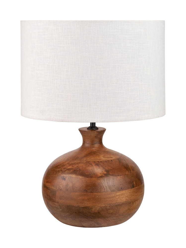Pacific Lifestyle Brown Kiah Oiled Finish Mango Wood Round Table Lamp - Image 2 of 5
