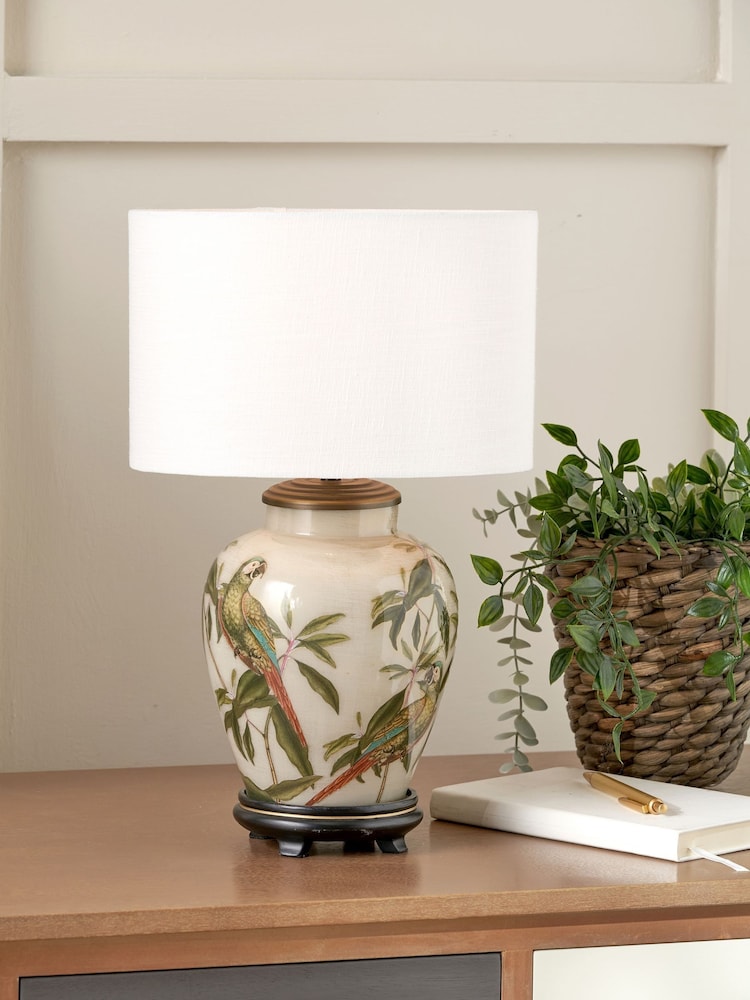 Pacific Lifestyle Natural Parrot Glass Table Lamp - Image 1 of 5