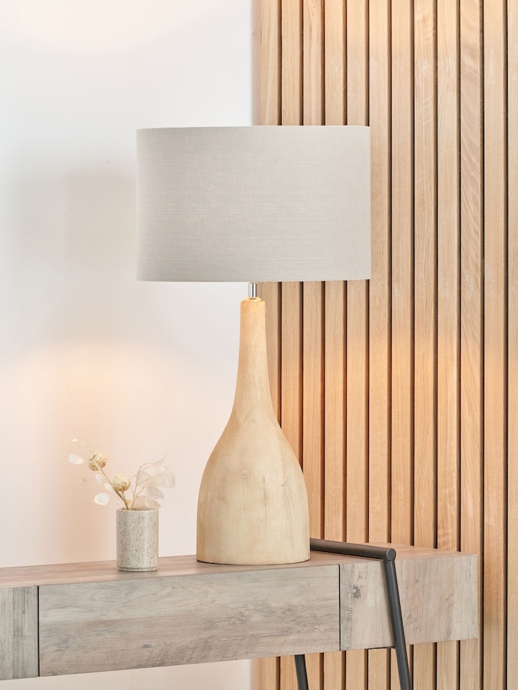 Pacific Lifestyle Natural Corella Mango Wood Curved Table Lamp - Image 1 of 5