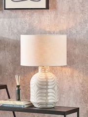 Pacific Lifestyle Grey and White Tania Pattern Ceramic Table Lamp - Image 1 of 5