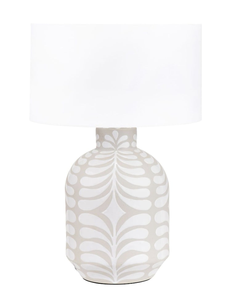 Pacific Lifestyle Grey and White Tania Pattern Ceramic Table Lamp - Image 2 of 5