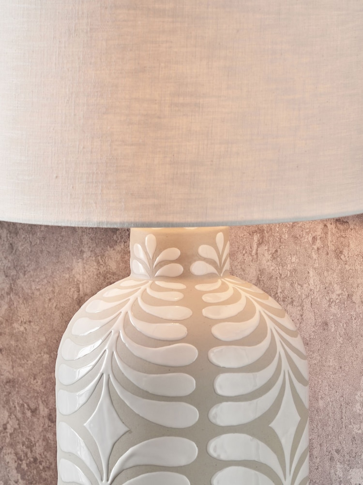 Pacific Lifestyle Grey and White Tania Pattern Ceramic Table Lamp - Image 5 of 5