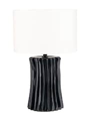 Pacific Lifestyle Black Devony Pleated Ceramic Table Lamp - Image 4 of 5