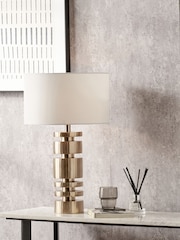Pacific Lifestyle Champagne Elon Metal Stacked Cylinder Table Lamp - Image 1 of 5