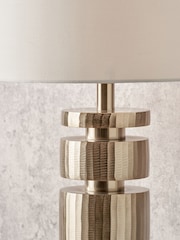 Pacific Lifestyle Champagne Elon Metal Stacked Cylinder Table Lamp - Image 2 of 5