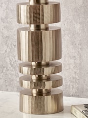 Pacific Lifestyle Champagne Elon Metal Stacked Cylinder Table Lamp - Image 3 of 5