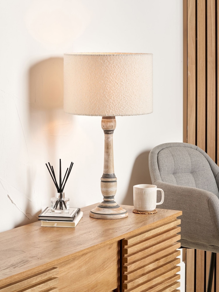 Pacific Lifestyle Grey Captiva Mango Wood Table Lamp - Image 1 of 5