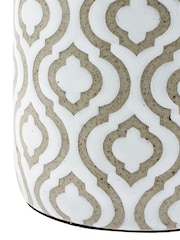 Pacific Lifestyle Taupe Celia and White Pattern Ceramic Table Lamp - Image 4 of 5