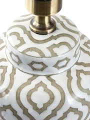 Pacific Lifestyle Taupe Celia and White Pattern Ceramic Table Lamp - Image 5 of 5