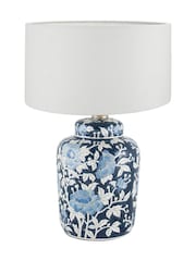 Pacific Lifestyle Blue Fleur Floral Print Ceramic Table Lamp - Image 2 of 4
