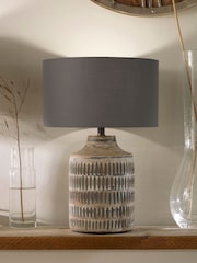 Pacific Lifestyle Grey Galle Wood Textured Table Lamp - Image 1 of 5
