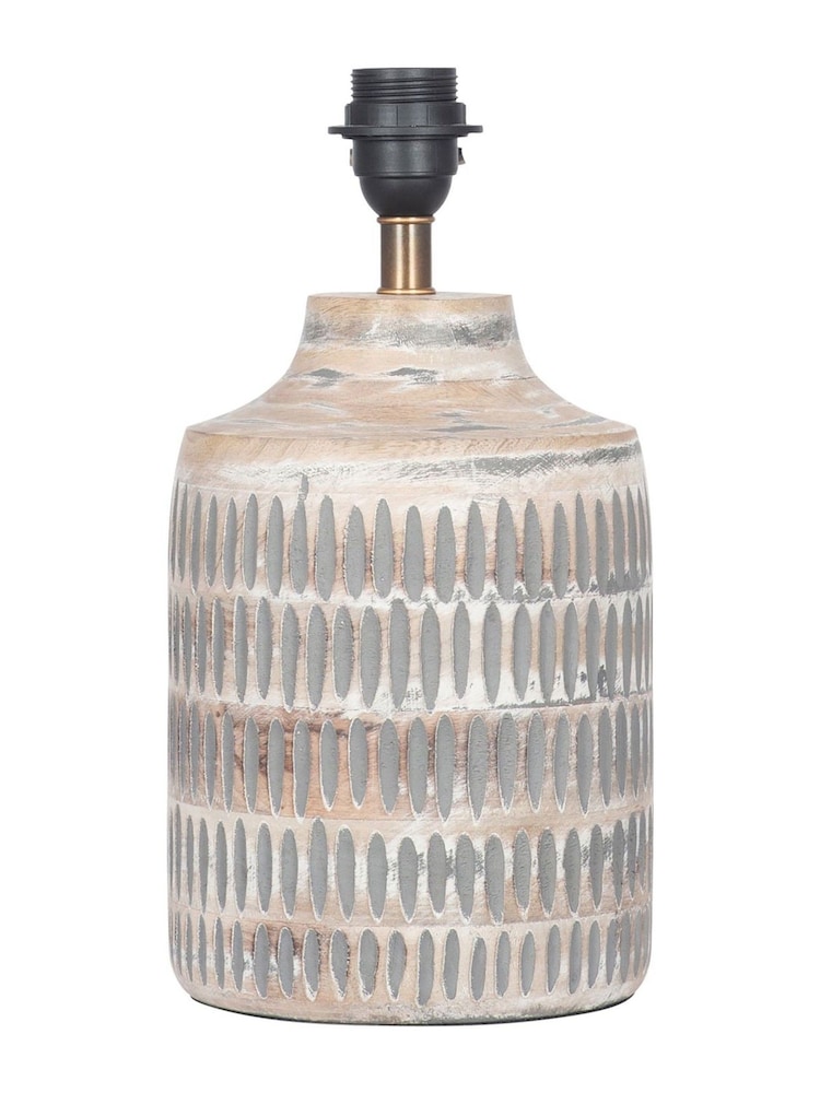 Pacific Lifestyle Grey Galle Wood Textured Table Lamp - Image 5 of 5