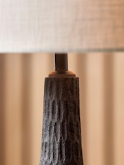 Pacific Lifestyle Black Ioan Engraved Wood Bottle Table Lamp - Image 2 of 5