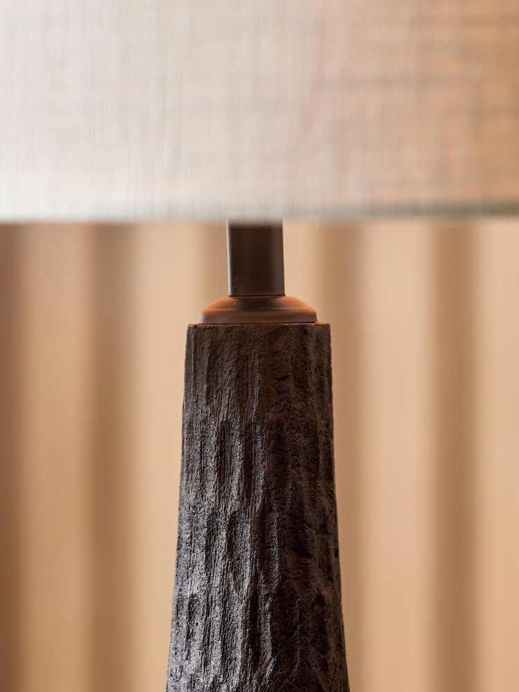 Pacific Lifestyle Black Ioan Engraved Wood Bottle Table Lamp - Image 2 of 5
