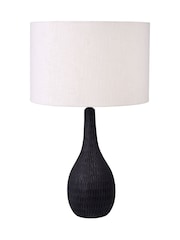 Pacific Lifestyle Black Ioan Engraved Wood Bottle Table Lamp - Image 4 of 5