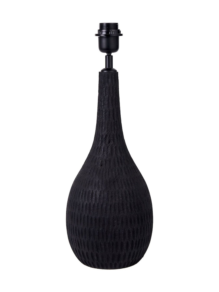 Pacific Lifestyle Black Ioan Engraved Wood Bottle Table Lamp - Image 5 of 5