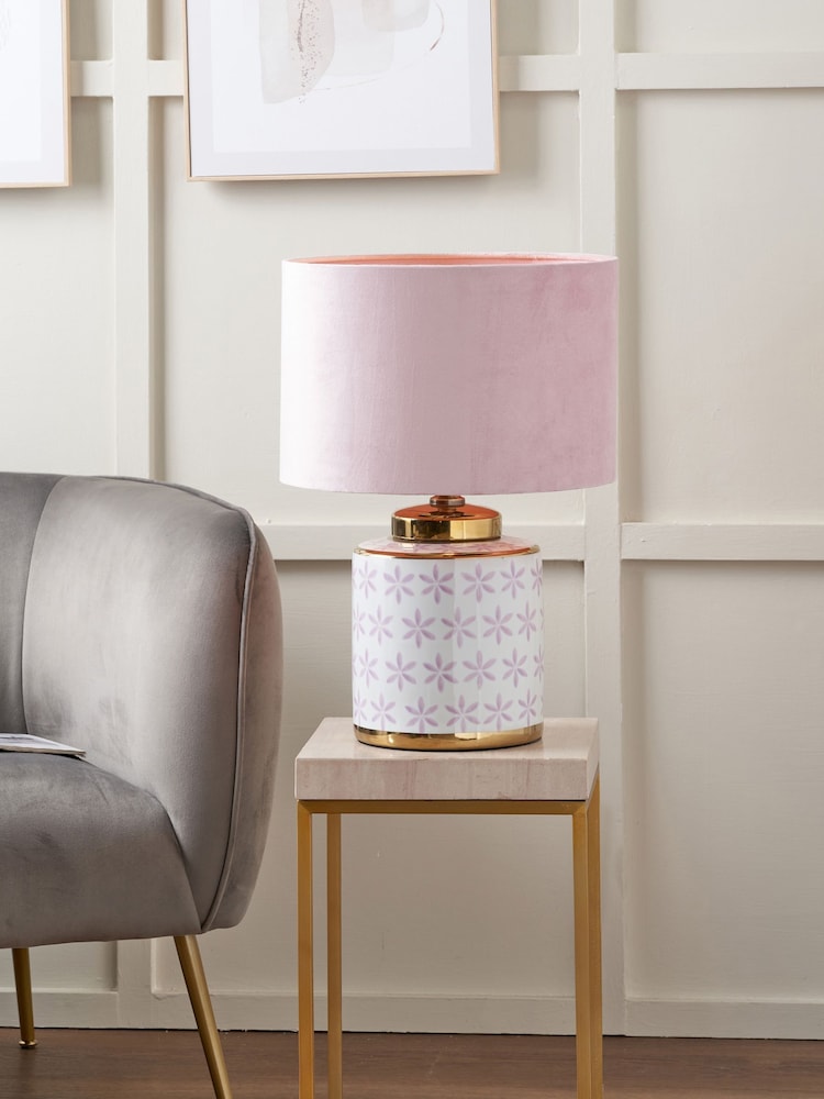 Pacific Lifestyle Lilac Thea Gold Leaf Ceramic Table Lamp - Image 1 of 5