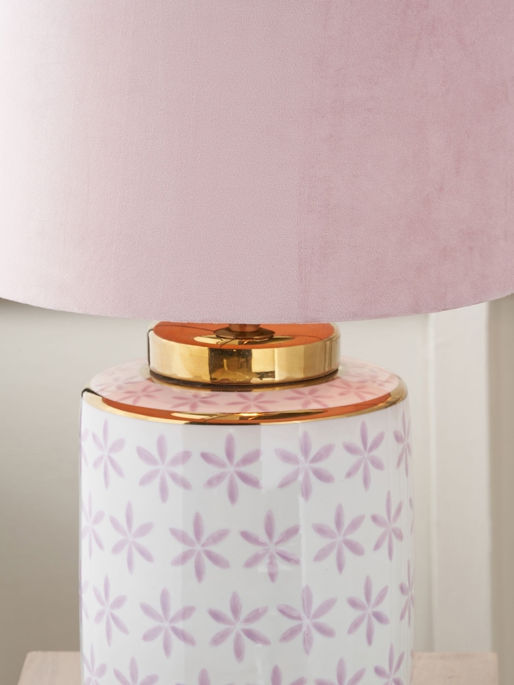 Pacific Lifestyle Lilac Thea Gold Leaf Ceramic Table Lamp - Image 5 of 5
