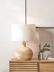 Pacific Lifestyle Natural Kiah Mango Wood Round Table Lamp - Image 1 of 5