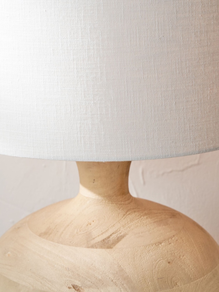 Pacific Lifestyle Natural Kiah Mango Wood Round Table Lamp - Image 2 of 5