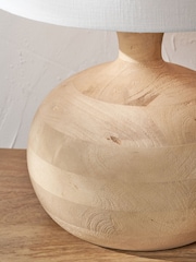 Pacific Lifestyle Natural Kiah Mango Wood Round Table Lamp - Image 3 of 5