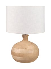 Pacific Lifestyle Natural Kiah Mango Wood Round Table Lamp - Image 4 of 5