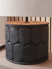 Pacific Lifestyle Black Cezara Embossed Wood Wide Table Lamp - Image 2 of 5