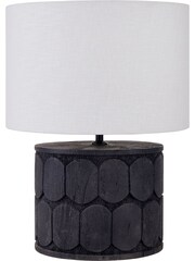 Pacific Lifestyle Black Cezara Embossed Wood Wide Table Lamp - Image 4 of 5