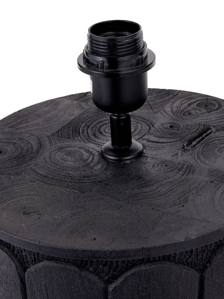 Pacific Lifestyle Black Cezara Embossed Wood Wide Table Lamp - Image 5 of 5