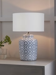 Pacific Lifestyle Grey Celia Pattern Ceramic Table Lamp - Image 1 of 5