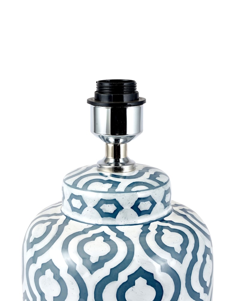 Pacific Lifestyle Grey Celia Pattern Ceramic Table Lamp - Image 2 of 5