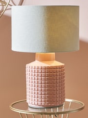 Pacific Lifestyle Apricot Malone Squares Design Stoneware Table Lamp - Image 1 of 5