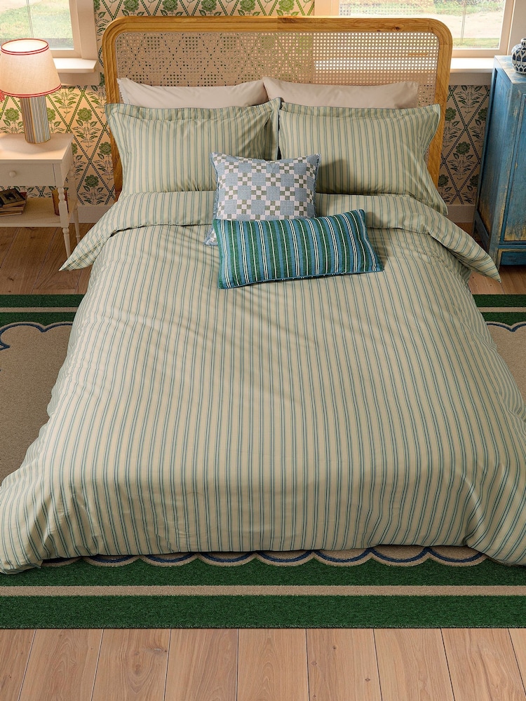 Joules Blue Ticking Stripe Duvet Cover and Pillowcase Set - Image 5 of 5 Joules Blue Ticking Stripe Duvet Cover and Pillowcase Set - Image 5 of 5