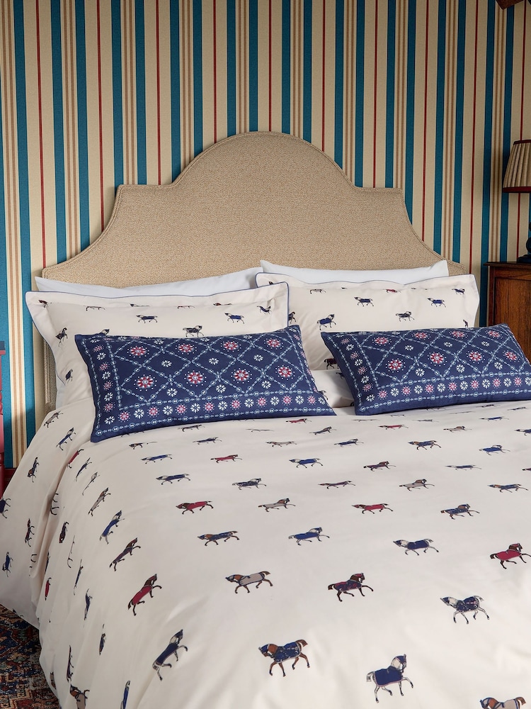 Joules Cream Dressage Horses Duvet Cover and 100% Cotton Pillowcase Set - Image 2 of 4