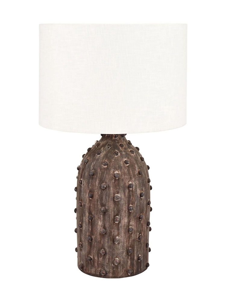 Pacific Lifestyle Grey Kali Textured Dot Stoneware Table Lamp - Image 2 of 5
