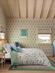Joules Green Festival Pheasants 100% Cotton Duvet Cover and Pillowcase Set - Image 1 of 5