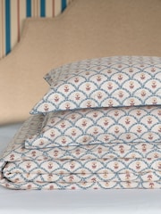 Joules Blue Floral Scallop Duvet Cover 100% Cotton and Pillowcase Set - Image 5 of 5