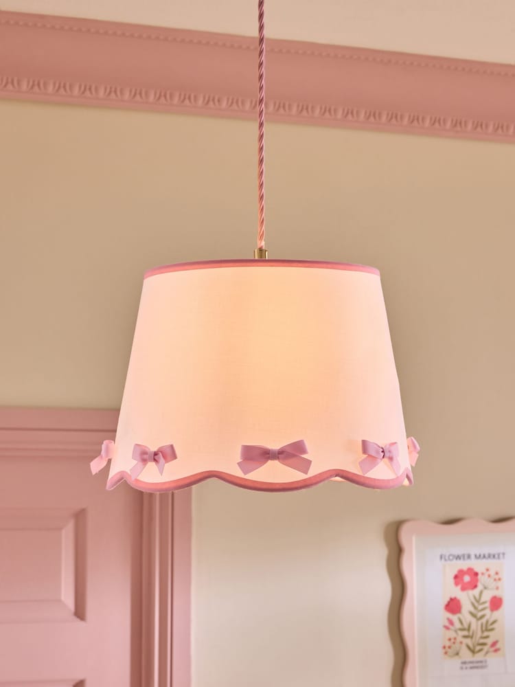 Pink Pink Bow Easy Fit Pendant Lamp Shade - Image 1 of 5 Pink Pink Bow Easy Fit Pendant Lamp Shade - Image 1 of 5