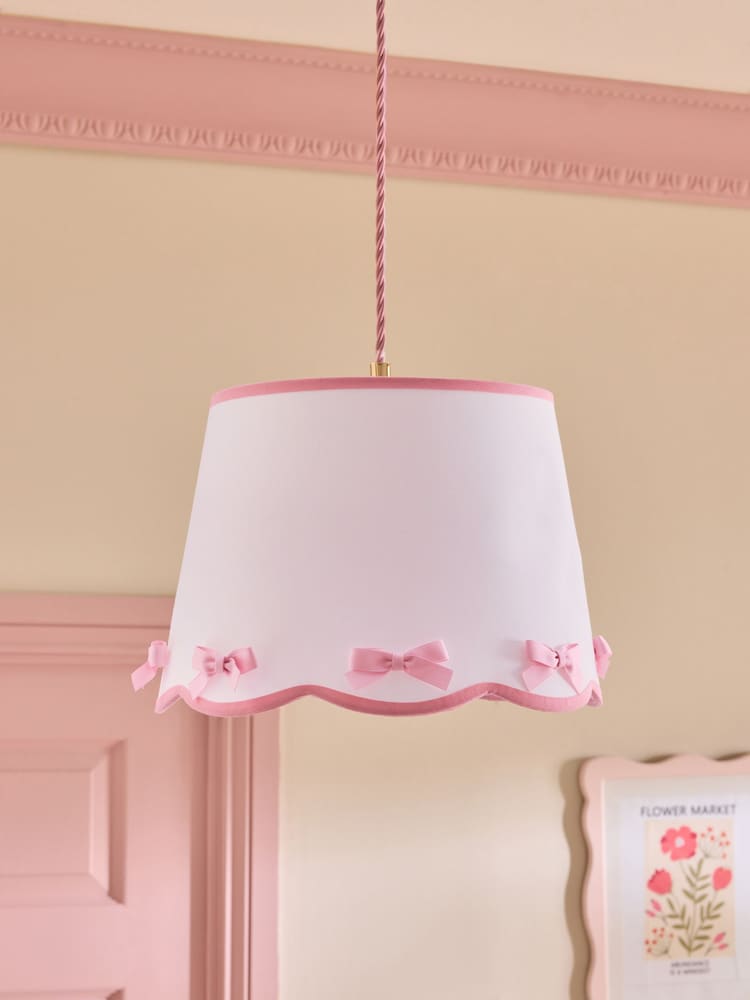 Pink Pink Bow Easy Fit Pendant Lamp Shade - Image 2 of 5 Pink Pink Bow Easy Fit Pendant Lamp Shade - Image 2 of 5